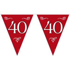 Rode vlaggetjes slingers 40 jaar thema 10 meter