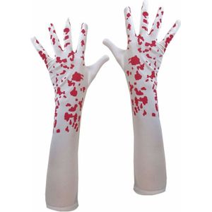 Lange witte handschoenen met bloedspetters