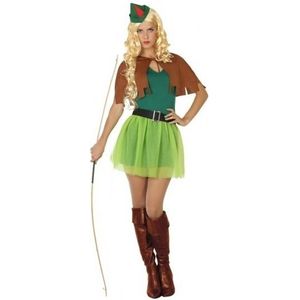 Robin Hood kostuum groen/bruin voor dames 4-delig