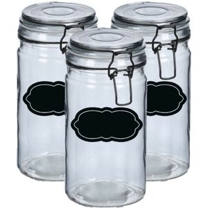 Weckpot/inmaakpot - 4x - 750 ml - glas - met beugelsluiting - incl. etiketten