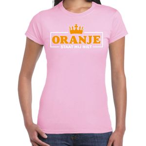 Bellatio Decorations koningsdag verkleed T-shirt dames - oranje staat mij niet - roze - feestkleding