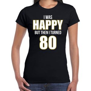 80 jaar verjaardag shirt zwart dames - happy 80 cadeau t-shirt