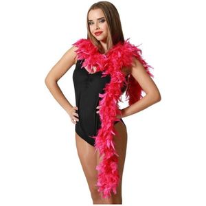 Atosa Carnaval verkleed boa met veren - fuchsia roze - 180 cm - 45 gram - Glitter and Glamour