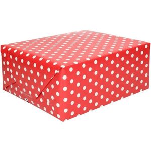 5x rollen rood cadeaupapier met witte stip 70 x 200 cm