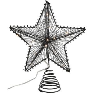 Countryfield kerst ster piek - zwart - met licht - kunststof - 25 cm