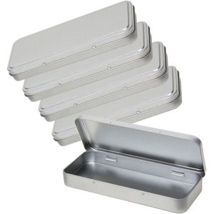 5x Metalen etui pennendoosje 8 x 18 cm van aluminium