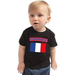 France / Frankrijk landen shirtje met vlag zwart voor babys