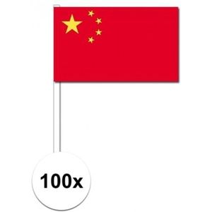 100x China decoratie papieren zwaaivlaggetjes