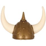 4x stuks gouden Vikingen verkleed helm met hoorns