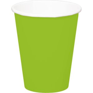 16x stuks drinkbekers van papier lichtgroen 350 ml