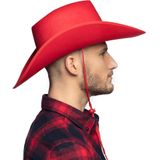Boland Carnaval verkleed Cowboy hoed Billy Boy - rood - volwassenen - Western thema