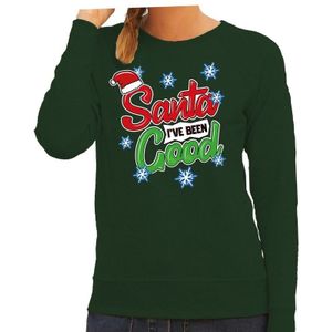 Groene kersttrui / kerstkleding Santa i have been good voor dames