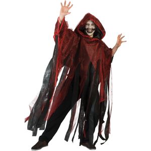 Funny Fashion Halloween verkleed cape/gewaad met kap - Spook/geest - Rood - Voor volwassenen