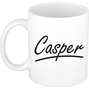 Casper voornaam kado beker / mok sierlijke letters - gepersonaliseerde mok met naam
