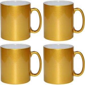 4x stuks gouden bekers/ koffiemokken 330 ml