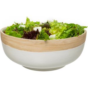 5Five - serveerschaal/saladeschaal - wit - bamboe - 20 x 8 cm - rond