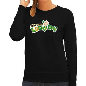 Its your lucky day klavertjevier feest sweater/ outfit zwart voor dames - St. Patricksday