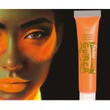 Fiestas Guirca grimeer schmink - Glow in the Dark - neon oranje - 10 ml - carnaval/verkleed thema