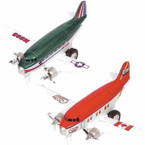 Speelgoed propellor vliegtuigen setje van 2 stuks groen en rood 12 cm - Vliegveld maken spelen voor kinderen