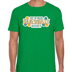 Hawaii shirt zomer t-shirt groen voor heren