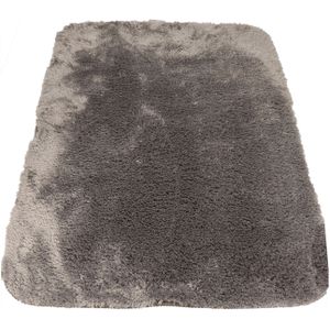 Spirella badkamer vloer kleedje/badmat tapijt - hoogpolig en luxe uitvoering - grijs - 60 x 90 cm - Microfiber