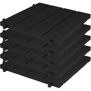 EDA Tuintegel/terrastegel - 5x - zwart - kunststof - 38 x 38 cm