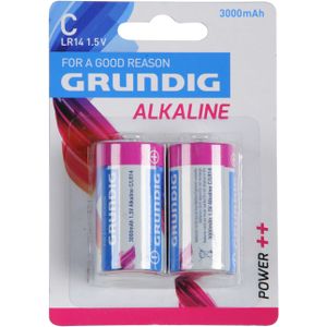 2x Grundig Alkaline LR14 C-batterijen 1,5 Volt