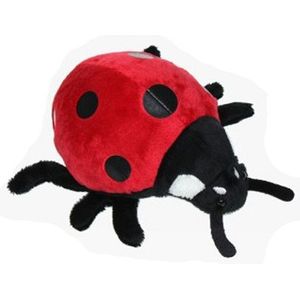 Cornelissen Pluche lieveheersbeestje knuffel - rood/zwart - 15 cm - Insecten dieren knuffels