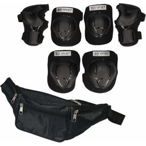 Set van heuptasje zwart 29 cm en valbescherming maat L - 9 tot 10 jaar