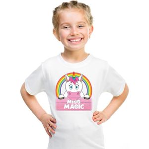 Eenhoorn dieren t-shirt wit voor meisjes