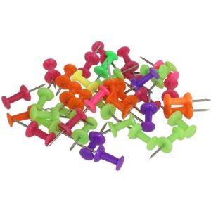 Gerimport Punaises/pushpins -Â 80x - fluor gekleurd - voor prikbord/memobord