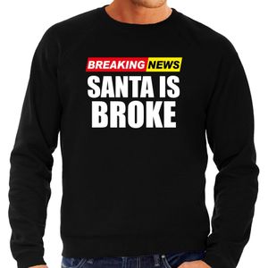 Foute humor Kersttrui breaking news broke Kerst sweater zwart voor heren