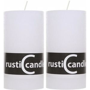 2x Witte luxe huiskamer stompkaarssen van 13 cm