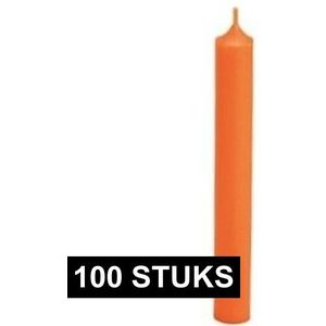 100x Oranje dinerkaarsen 18 cm - Tafel diner kaarsen - Woondecoratie/Woonaccessoires