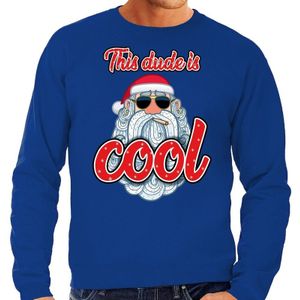 Foute kerstborrel trui / kersttrui this dude is cool / stoere santa blauw voor heren