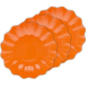 Givi Italia Feestbordjes met schulprand - 40x - oranje - rond - karton - 27cm