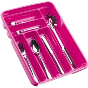 Bestekbak/bestekhouders 6-vaks roze - 40 x 30 x 7 cm - Keuken opberg accessoires