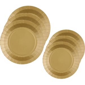 Santex Feest/verjaardag borden set - 20x stuks - goud - 17 cm en 22 cm