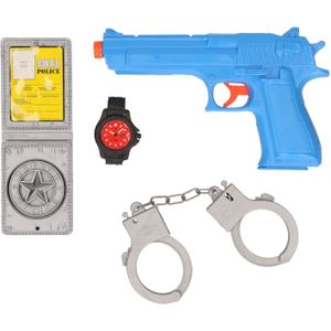 Jonotoys Politie speelgoed pistool en accessoires - kind  - verkleed rollenspel - plastic - 13 cm