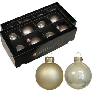Kerstballen van glas - 16x - licht champagne - 8 cm -milieubewust