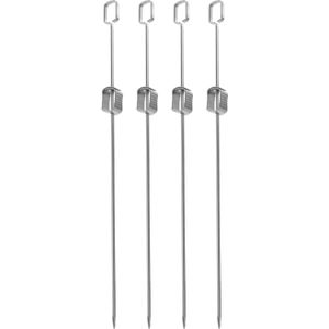 Vaggan BBQ spiezen - 4x stuks - RVS - 40,5 cm - vleespennen voor vlees - barbecue accessoires