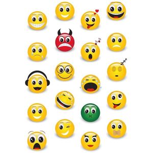 Smiley/Emoticons met zacht kunsttof stickervel met 20 stickers