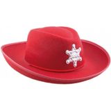 Verkleed cowboy hoed rood/holster met een revolver voor kinderen