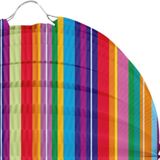 Folat Lampion strepen - 3x - 22 cm - multi kleuren - papier