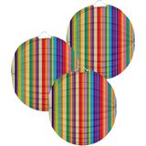Folat Lampion strepen - 3x - 22 cm - multi kleuren - papier