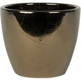 2x stuks plantenpot/bloempot in een strakke Scandinavische look goud Dia 18 cm en Hoogte 16 cm