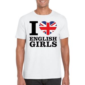 Wit I love English girls/ I love Engelse dames t-shirt voor heren
