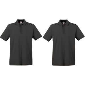 2-Pack maat M donkergrijs poloshirt premium van katoen voor heren