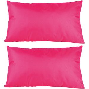 6x Bank/sier kussens voor binnen en buiten in de kleur fuchsia roze 30 x 50 cm