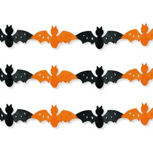 Set van 3x stuks halloween/Horror vleermuizen slinger oranje/zwart 3 meter